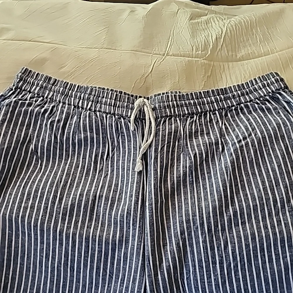 BeachLunchLounge Cropped Linen Striped Pants Size XXL - Picture 7 of 15